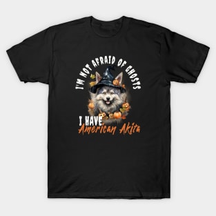 American Akita Dog Ghost Guardian Vintage Halloween Funny T-Shirt